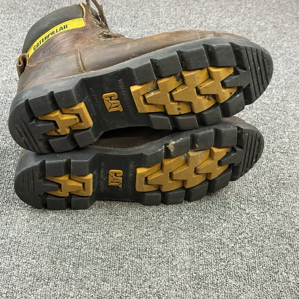CATERPILLAR Work Boots Men's Sz US 13 M Safety Oil Water Resistant Brown Leather